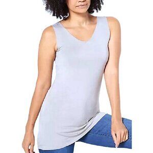 LOGO Layers by Lori Goldstein Rayon Span V-Neck Top w/ Hi-Low Hem XXS (3666)